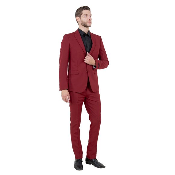 Vitto's Premium Polyester 2pc Mens Suit,  Burgundy - Picture 6 of 6